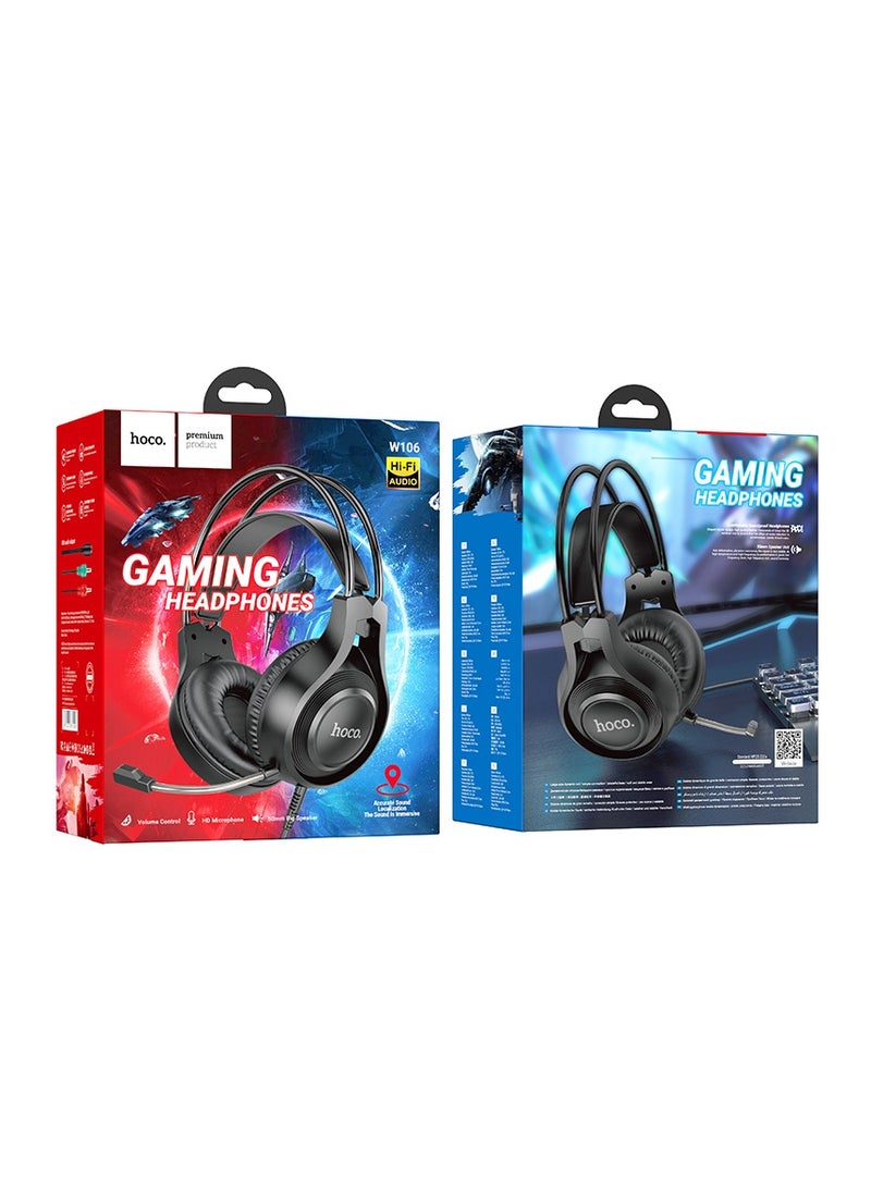 hoco. W106 Tiger Gaming Headset – 50mm Drivers, Dual 3.5mm Interface, and Volume Control