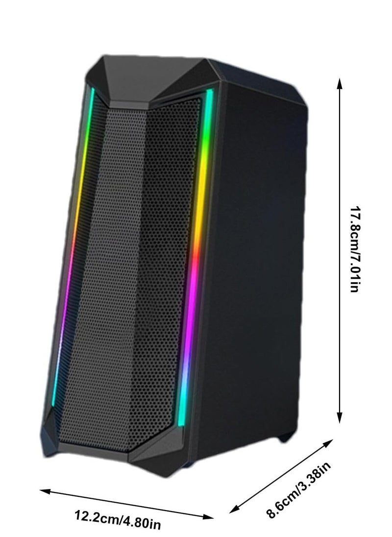 Computer gaming speaker - soothing USB powered subwoofer laptop speaker | 2 desktop speakers with color RGB lights | USB powered, easy to access volume control, super large volume PC speaker x