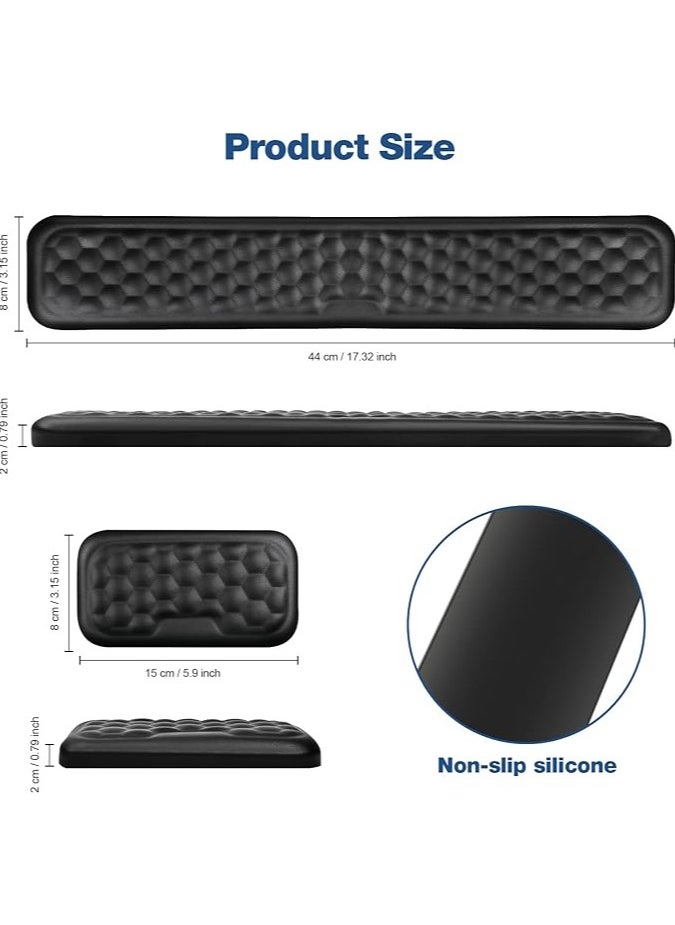 Keyboard Wrist Rest,Keyboard Pad Upgrade Enlarge Gel Memory Foam Set Keyboard Rest Cushion Support for Office, Computer Laptop Comfortable Lightweight for Easy Typing Pain Relief, Black