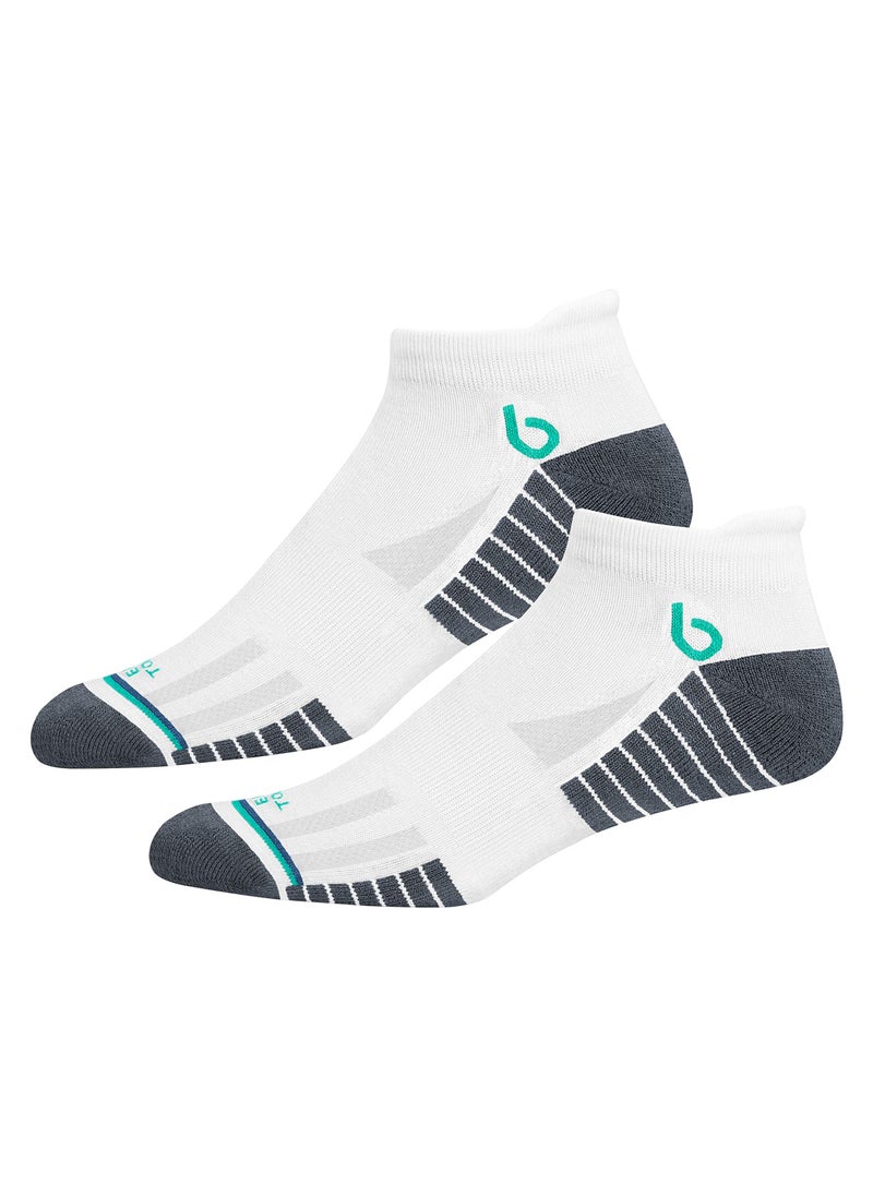 BAMBOS Unisex Eco Touch Athletic Ankle Bamboo Socks for Men & Women Running, Badminton & Gym, Pack of 3 (Size UK 7-11, White)