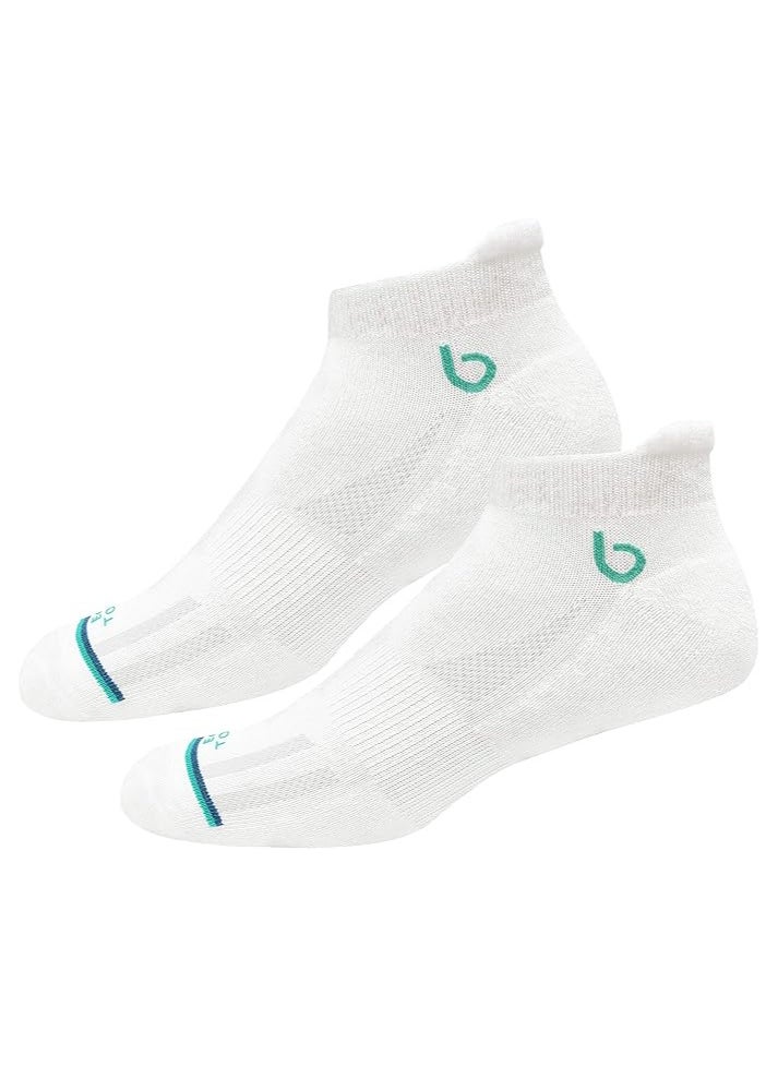 BAMBOS Unisex Eco Touch Athletic Ankle Bamboo Socks for Men & Women Running, Badminton & Gym, Pack of 3 (Size UK 7-11, White)