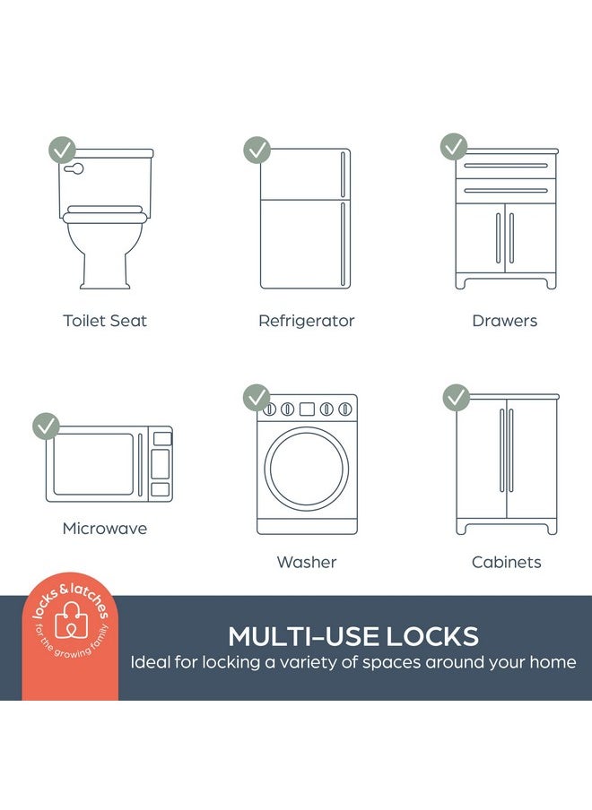Multi-Purpose Swivel Adapta-Latch Cabinet Locks For Baby Proofing - 5 Adjustable Straps To Use As Fridge Locks, Cabinet Door Locks, Toilet Locks - 3M Adhesive For Easy Child Proofing Needs