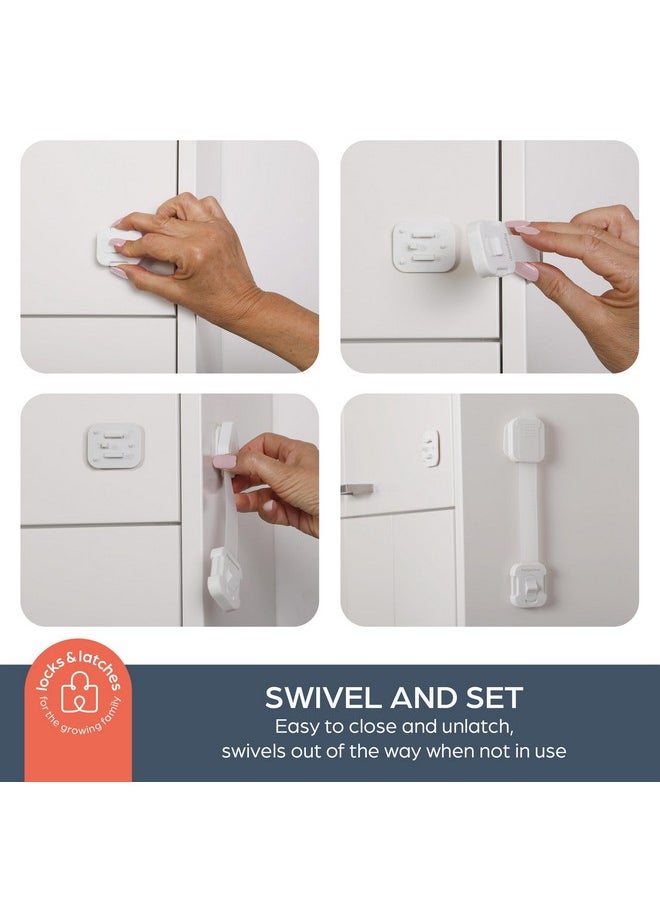 Multi-Purpose Swivel Adapta-Latch Cabinet Locks For Baby Proofing - 5 Adjustable Straps To Use As Fridge Locks, Cabinet Door Locks, Toilet Locks - 3M Adhesive For Easy Child Proofing Needs