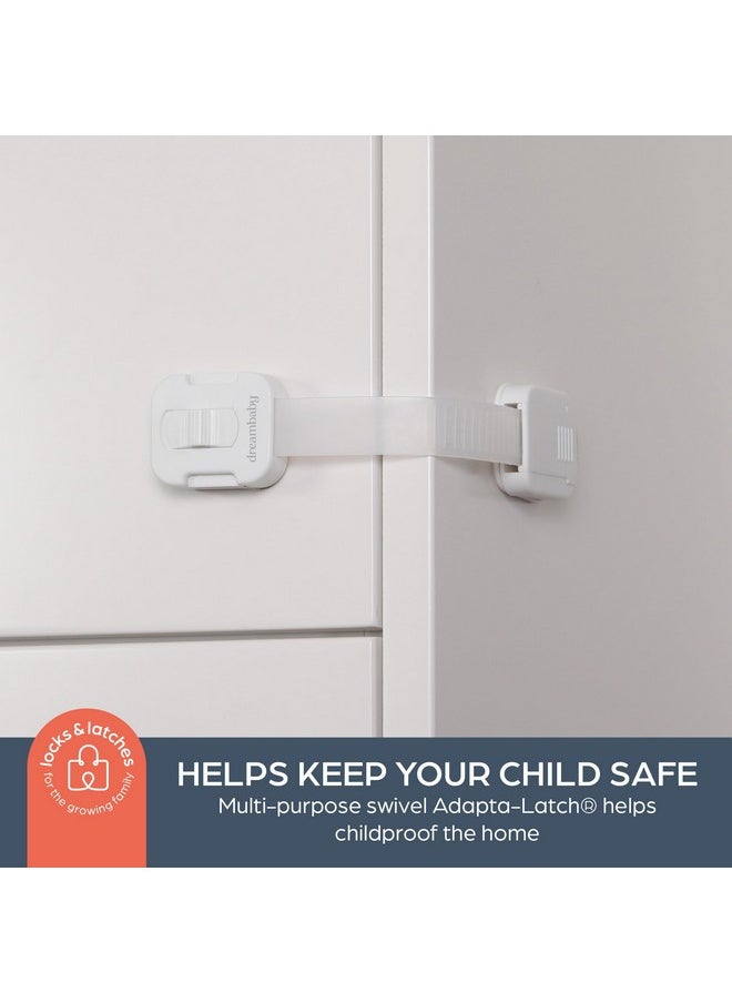 Multi-Purpose Swivel Adapta-Latch Cabinet Locks For Baby Proofing - 5 Adjustable Straps To Use As Fridge Locks, Cabinet Door Locks, Toilet Locks - 3M Adhesive For Easy Child Proofing Needs