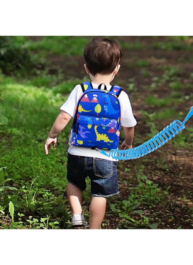Toddler Harness Backpack Leash, Baby Dinosaur Backpacks With Anti Lost Wrist Link, Cute Mini Child Harnesses Leashes For Walking, Keep Kids Close Back Pack Rope Tether Rein For Boys Girls(Blue)