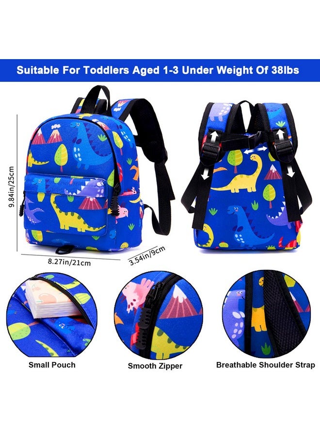 Toddler Harness Backpack Leash, Baby Dinosaur Backpacks With Anti Lost Wrist Link, Cute Mini Child Harnesses Leashes For Walking, Keep Kids Close Back Pack Rope Tether Rein For Boys Girls(Blue)