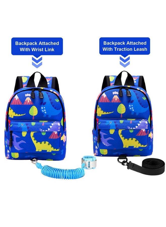 Toddler Harness Backpack Leash, Baby Dinosaur Backpacks With Anti Lost Wrist Link, Cute Mini Child Harnesses Leashes For Walking, Keep Kids Close Back Pack Rope Tether Rein For Boys Girls(Blue)
