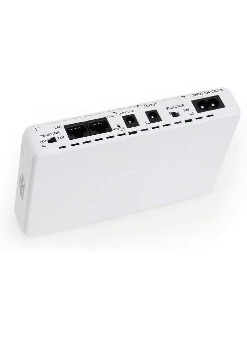 POE432 Portable power supply Mini DC UPS Single Phase Lithium Battery On-Line Type 8800MAH10000mah Mini UPS for Networking 60Hz Frequency (White)