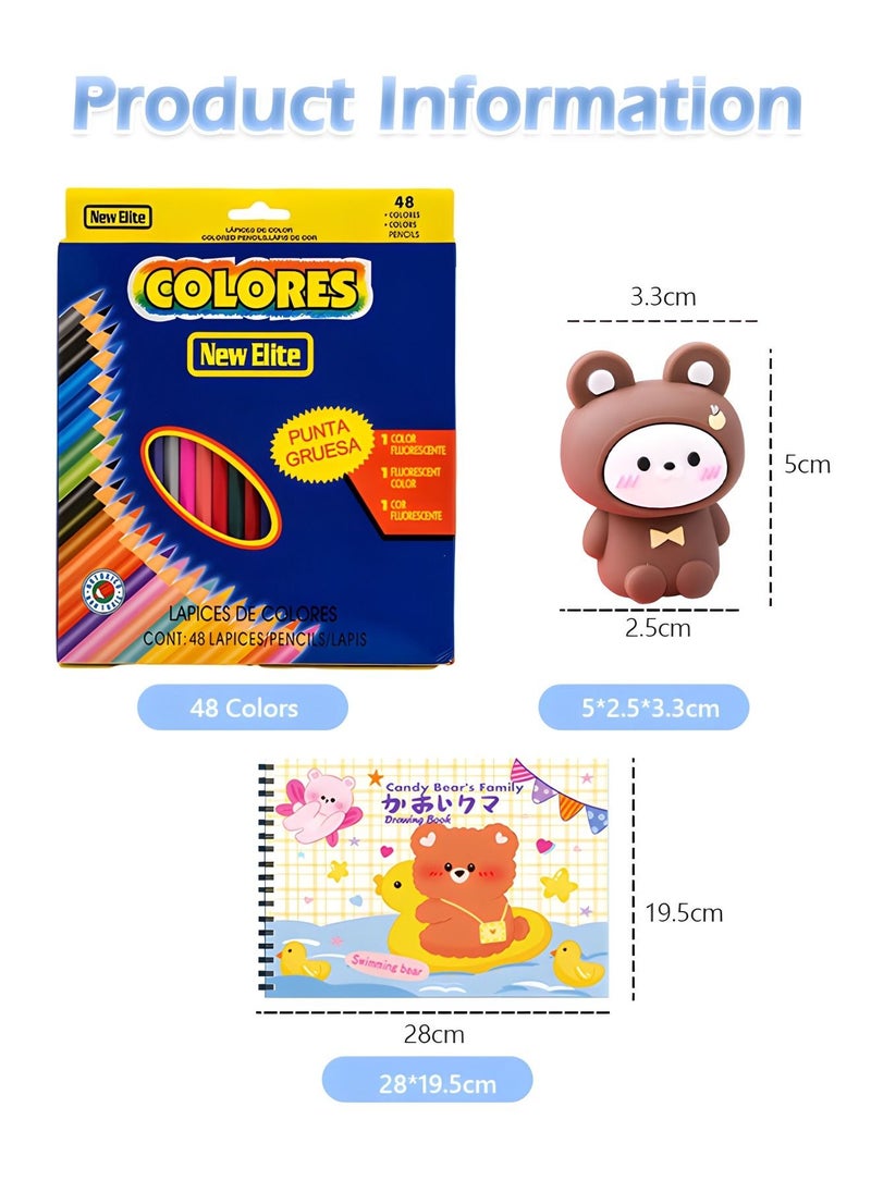 Colored Pencils Set for Adult and Kids Premier Color Pencil with 48 Colouring Sharpener A Picture Album Oil Based Painting