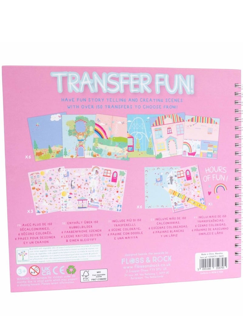 Floss & Rock Rainbow Fairy Transfer Fun - Creative Activity Kit for Kids includes 150 Transfers, 6 Colorful Scenes, 6 Plain Doodle Pages & Pencil