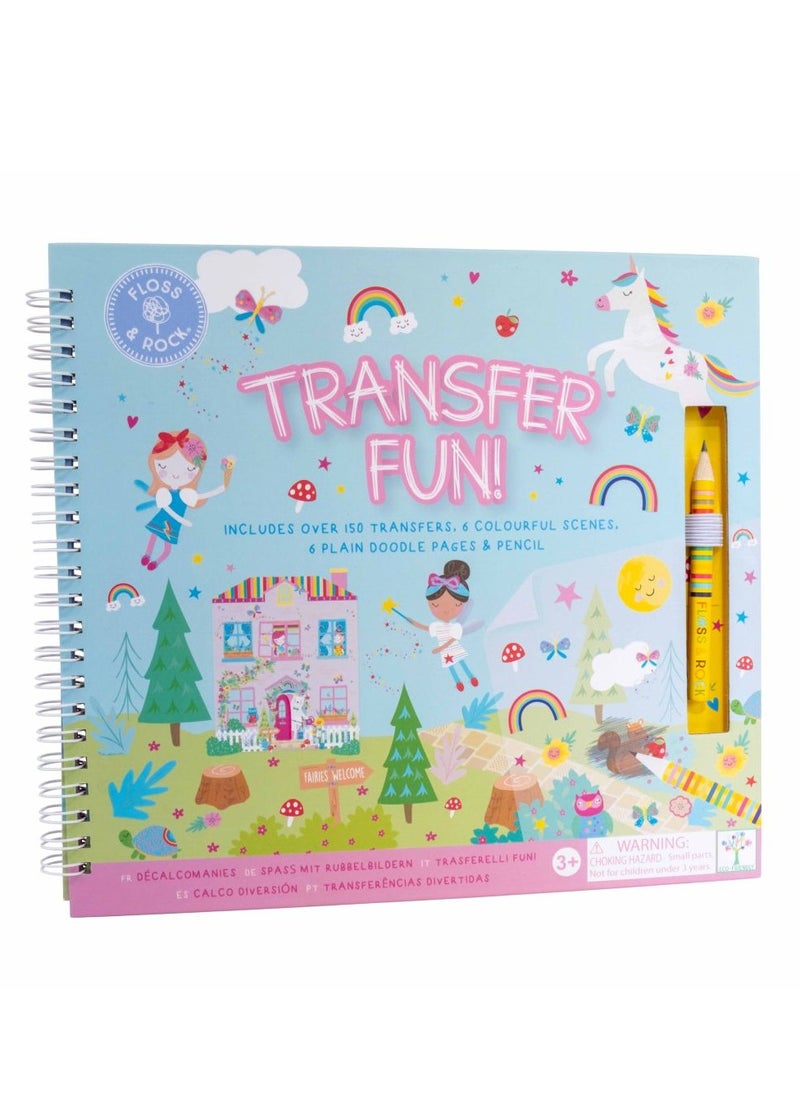 Floss & Rock Rainbow Fairy Transfer Fun - Creative Activity Kit for Kids includes 150 Transfers, 6 Colorful Scenes, 6 Plain Doodle Pages & Pencil