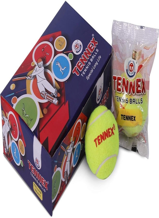 Felt Cricket Tennis Ball Hard Yellow for Over Arm Cricket | Heavy Tennis | Standard Size Ball for Cricket Tournament and Practice (Pack of 12)