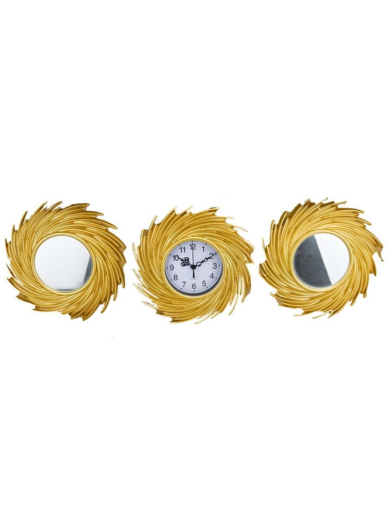 3-Piece Wall Clock and Mirror Set