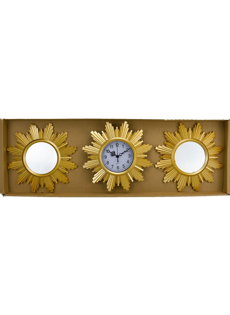 Sunburst Decorative Mirrors, Set of 3pc Dia 25cm/50cm in Gold Colour