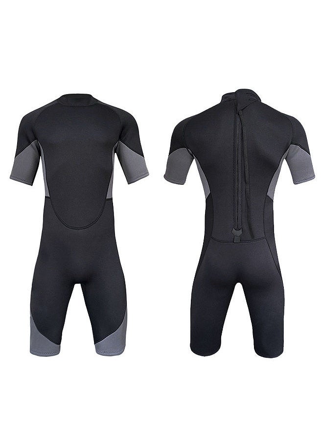 Mens Short Wetsuit 3mm Neoprene Full Body Diving Suit Back Zip Wetsuit for Diving Snorkeling Surfing Swimming Rafting Kayaking Paddling