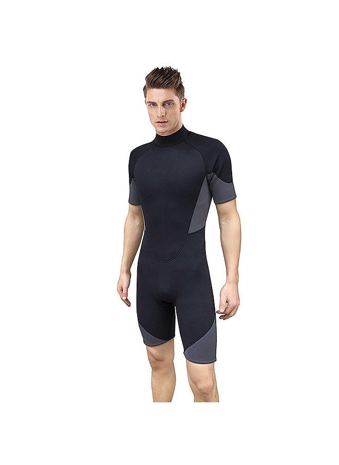 Mens Short Wetsuit 3mm Neoprene Full Body Diving Suit Back Zip Wetsuit for Diving Snorkeling Surfing Swimming Rafting Kayaking Paddling