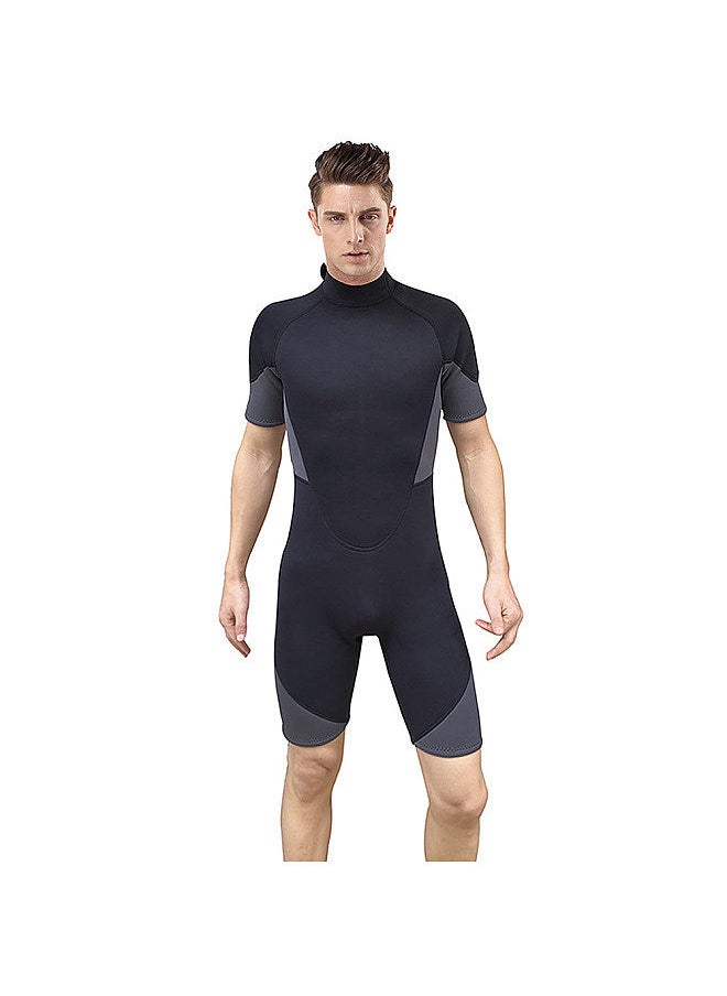 Mens Short Wetsuit 3mm Neoprene Full Body Diving Suit Back Zip Wetsuit for Diving Snorkeling Surfing Swimming Rafting Kayaking Paddling