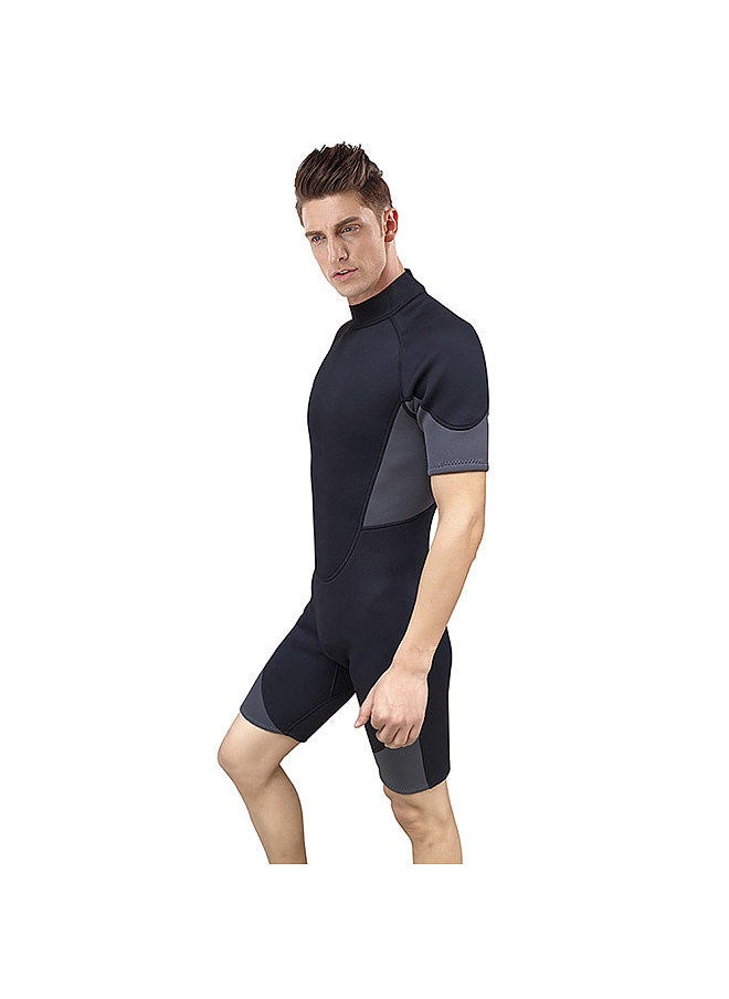 Mens Short Wetsuit 3mm Neoprene Full Body Diving Suit Back Zip Wetsuit for Diving Snorkeling Surfing Swimming Rafting Kayaking Paddling