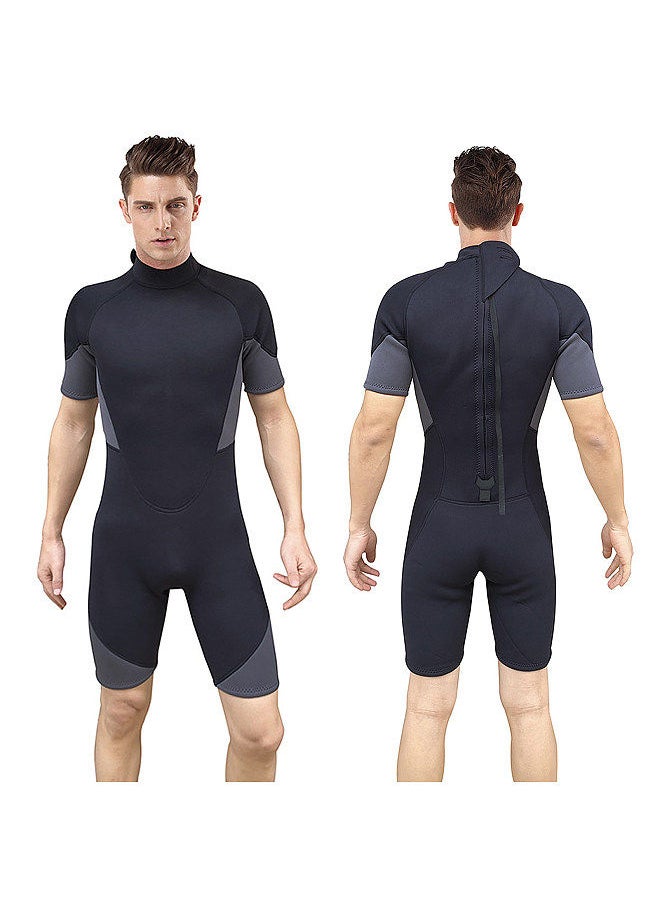 Mens Short Wetsuit 3mm Neoprene Full Body Diving Suit Back Zip Wetsuit for Diving Snorkeling Surfing Swimming Rafting Kayaking Paddling