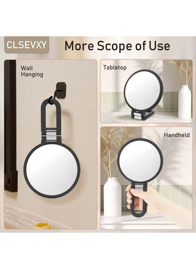 Magnifying Handheld Mirror Double Sided, 1X 15X Magnification Hand Mirror, Travel Folding Held Adjustable Rotation Pedestal Makeup Desk Vanity