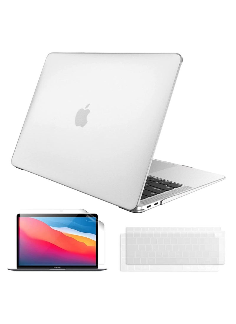 Case Compatible with Macbook Air 13 inch 2020 2019 2018 Released Model A2337 M1 A2179 A1932 Protective Snap On Hard Shell Cover with Keyboard And Screen Protector White