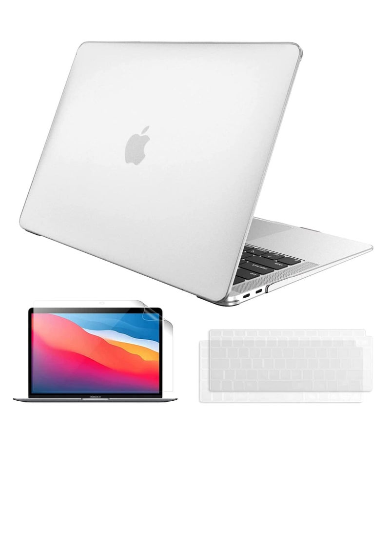 Case Compatible with Macbook Air 13 inch 2020 2019 2018 Released Model A2337 M1 A2179 A1932 Protective Snap On Hard Shell Cover with Keyboard And Screen Protector White