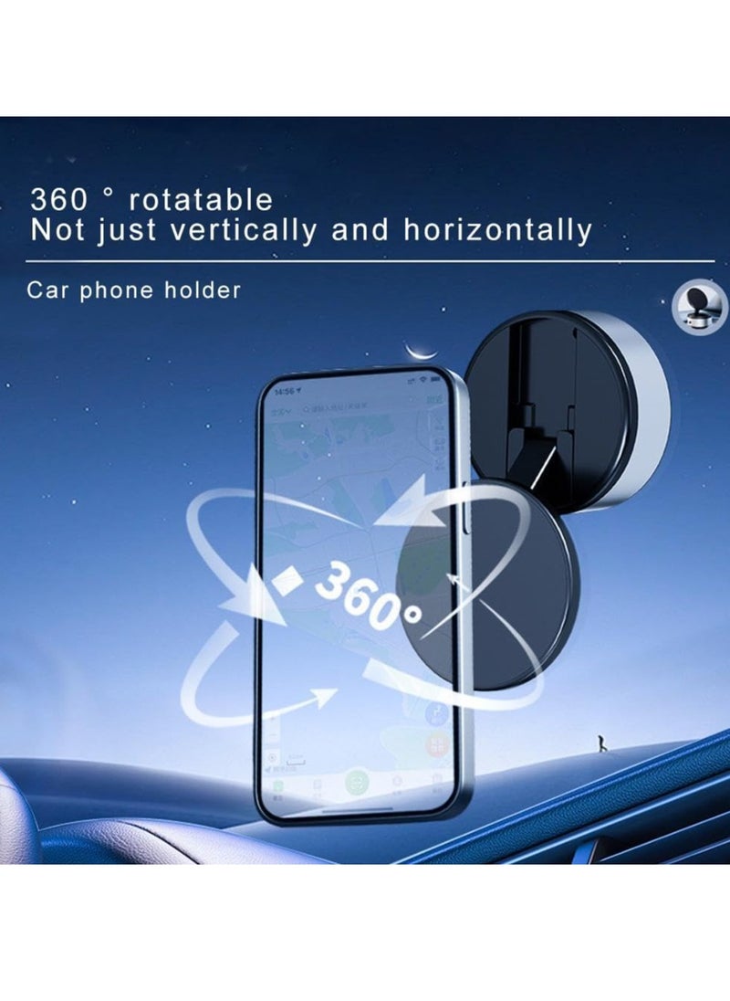 Electric Vacuum Magnetic Suction Car Phone Mount, Hands-Free Shower Phone Holder, 360° Rotation Electric Suction Cup Magnetic Phone Holder for All Smooth Surfaces (Black)