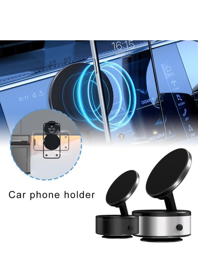 Electric Vacuum Magnetic Suction Car Phone Mount, Hands-Free Shower Phone Holder, 360° Rotation Electric Suction Cup Magnetic Phone Holder for All Smooth Surfaces (Black)