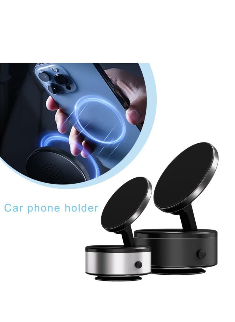 Electric Vacuum Magnetic Suction Car Phone Mount, Hands-Free Shower Phone Holder, 360° Rotation Electric Suction Cup Magnetic Phone Holder for All Smooth Surfaces (Silvery)