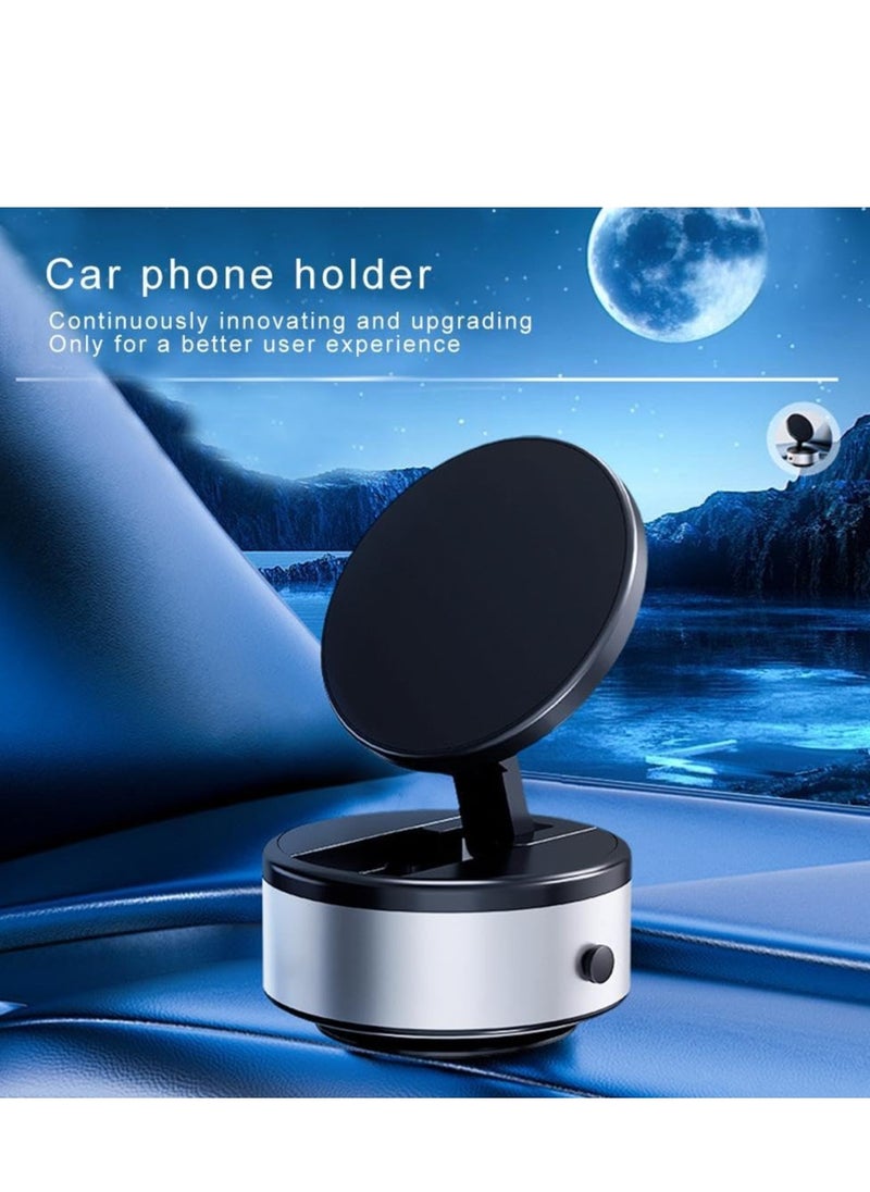 Electric Vacuum Magnetic Suction Car Phone Mount, Hands-Free Shower Phone Holder, 360° Rotation Electric Suction Cup Magnetic Phone Holder for All Smooth Surfaces (Silvery)