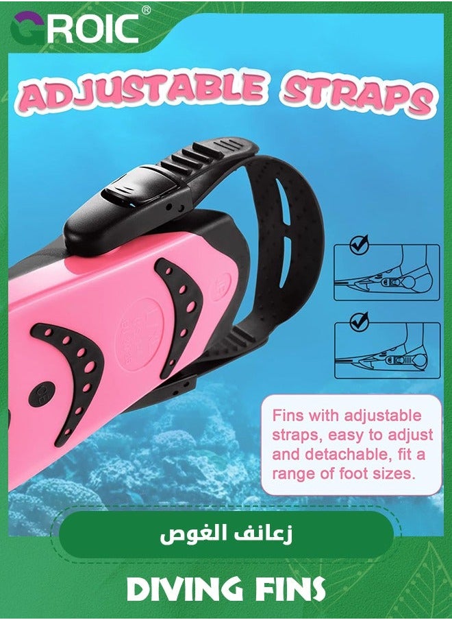 Snorkel Fins Swim Open Heel, Adjustable and Light Diving Buckles Heel Flippers with Good Thrust, Travel Size Short for Snorkeling Swimming Kids 1-4 US