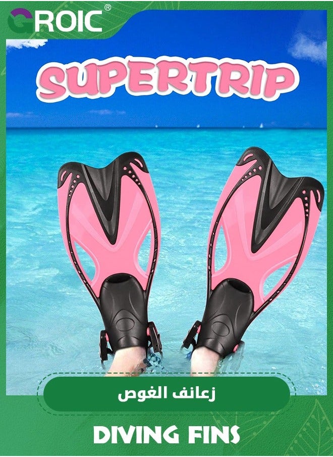 Snorkel Fins Swim Open Heel, Adjustable and Light Diving Buckles Heel Flippers with Good Thrust, Travel Size Short for Snorkeling Swimming Kids 1-4 US