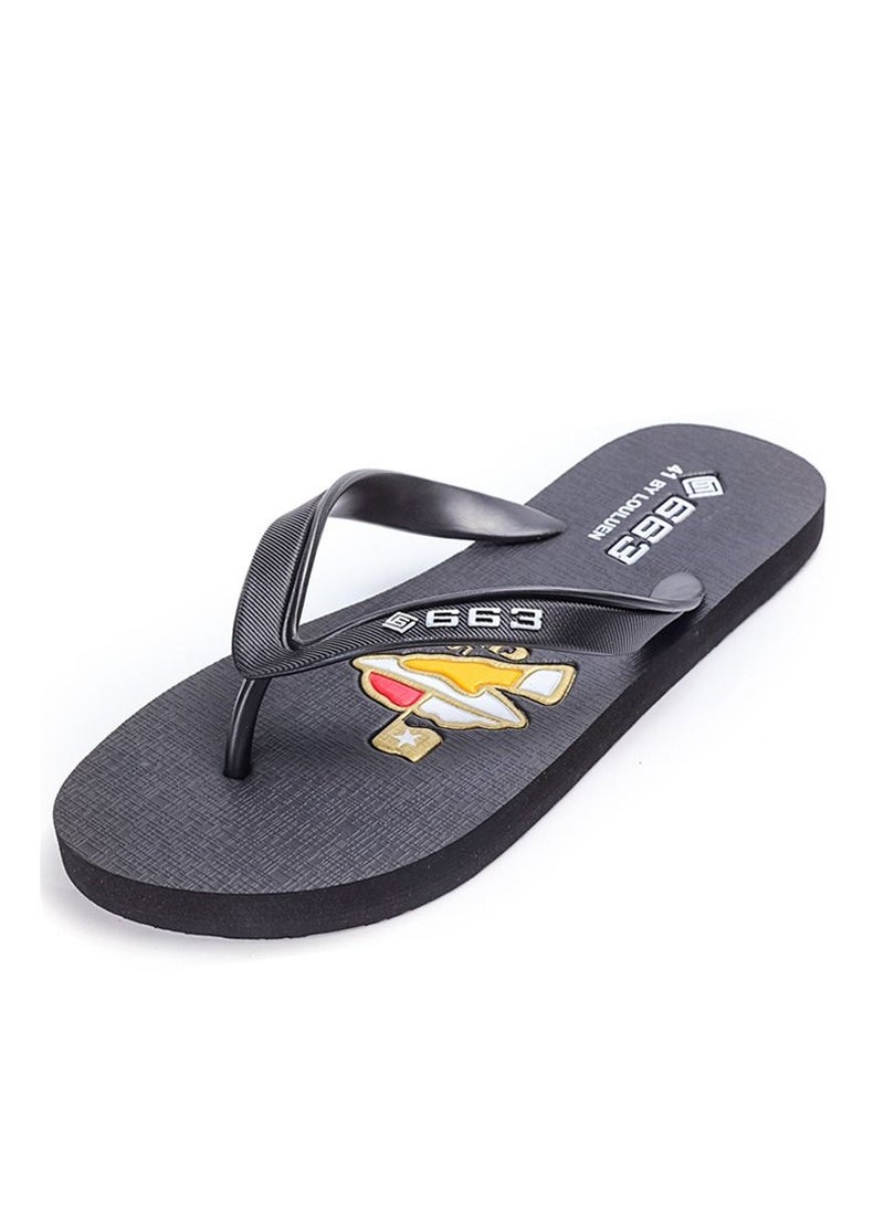 Men New Summer Flip-flops Anti-skid Rubber Slippers Black