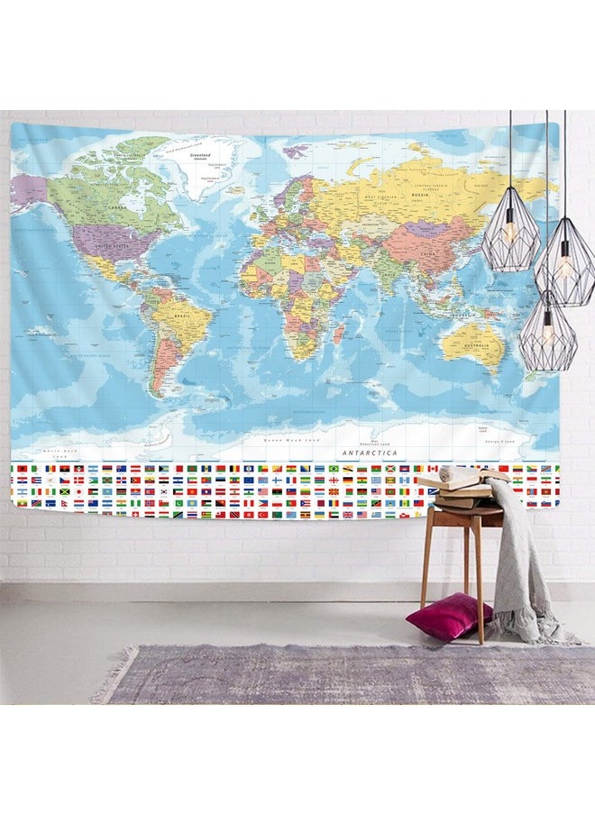 Small World Map Tapestry World Tapestries Globe Map Tapestry Flags Travel Classroom Decor Earth Decorations Party (51.2 X 59.1)