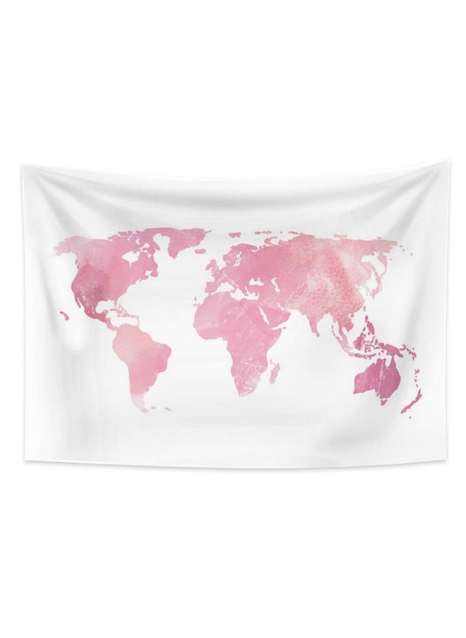 World Map Tapestry Pink & White Watercolor Global Map Tapestry Wall Hanging Wall Art For Bedroom Living Room Widely Use Dorm Decor 33.9X27.6 Inches