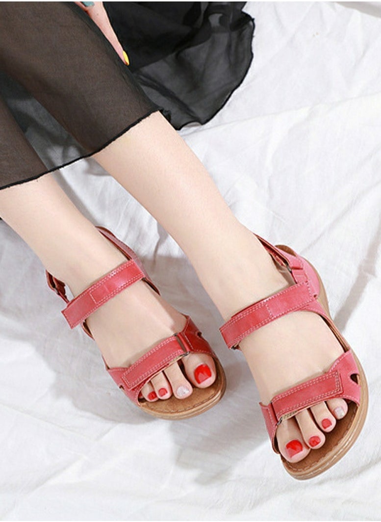 Women's Casual Stylish Thick Soled Non Slip Sandals Platform Shoes Red