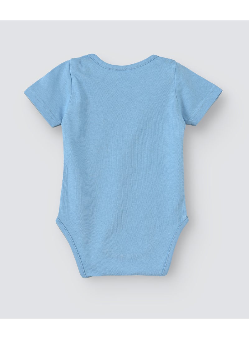 Festive Printed Onesies Sky Blue