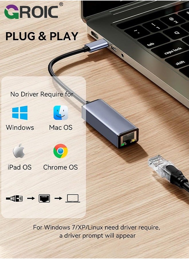 USB Port Expender with LAN, Built in A & C to Ethernet Adapter, Multiple for PC, Mac Alloy Extra 1 Type and 3 Ports RJ45 Hub