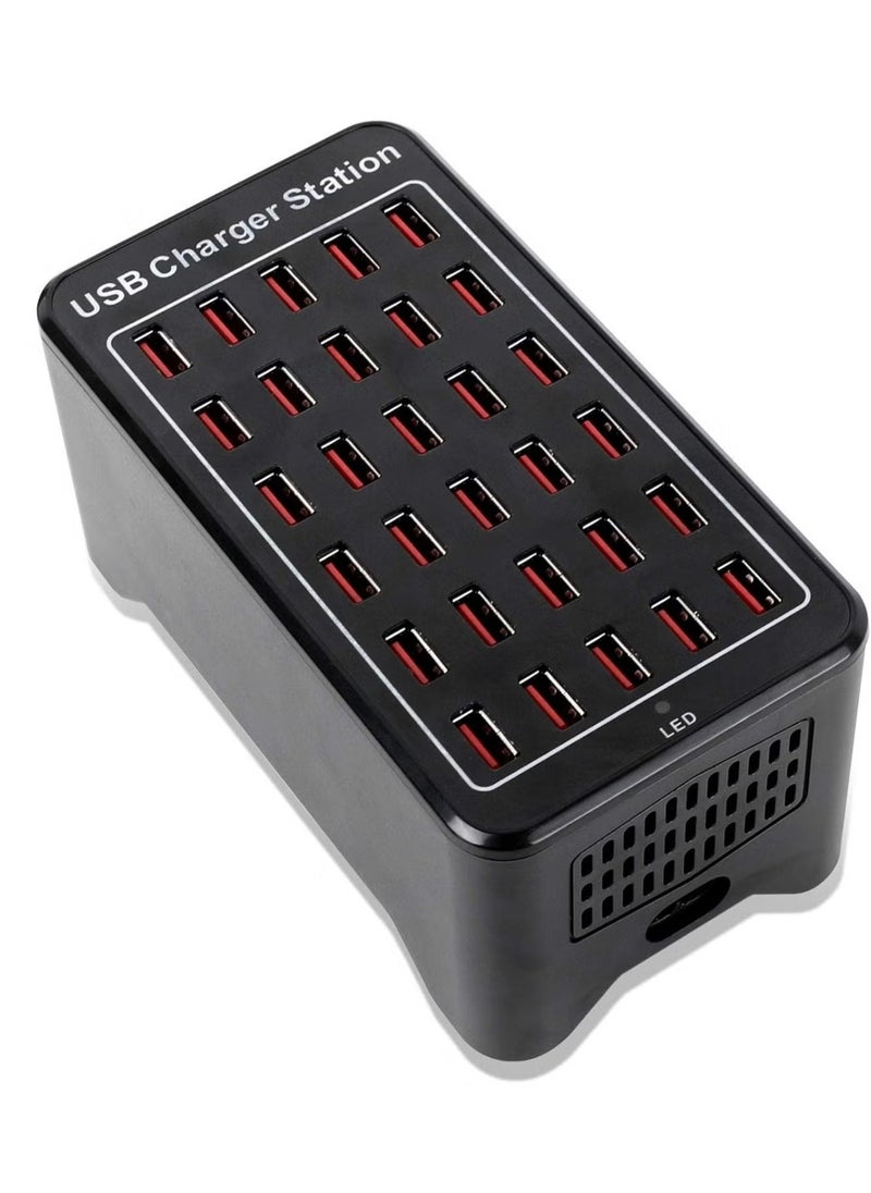 30 Ports USB Charger – 150W Desktop USB Charging Station with Fast Charging for Tablets, Phones, and Other Devices – Multiport Power Adapter for Home, Office, and Travel – Efficient, Safe, and Reliable Charging for Multiple Devices