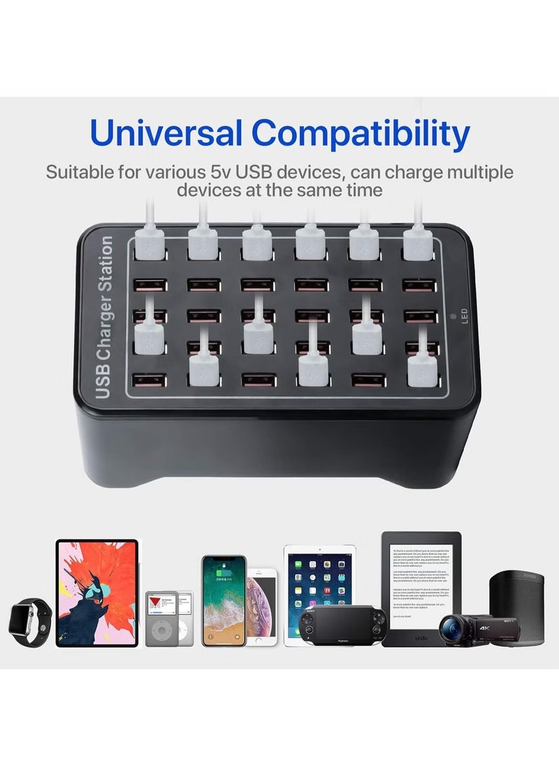 30 Ports USB Charger – 150W Desktop USB Charging Station with Fast Charging for Tablets, Phones, and Other Devices – Multiport Power Adapter for Home, Office, and Travel – Efficient, Safe, and Reliable Charging for Multiple Devices