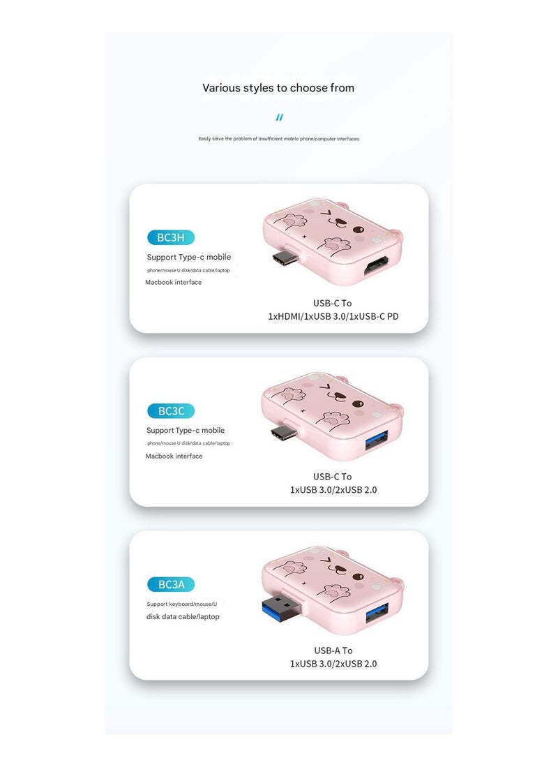 3-in-1 Type-C docking station USB hub docking station , Supports 3 Ports for Simultaneous Use,suitable for mobile phones, iPads, and tablets dedicated converter