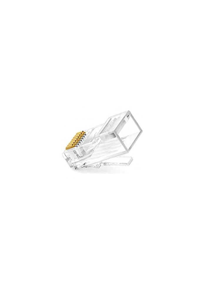 Cat6 / Cat5e RJ45 Ethernet Network Cable Connectors - Transparent - 100 Pack