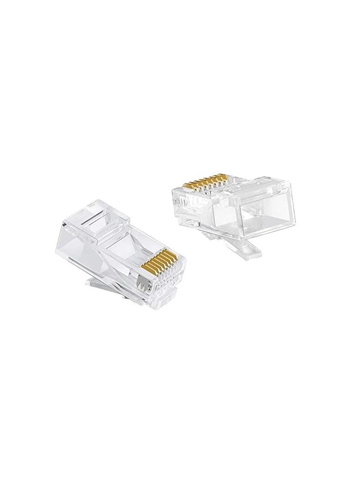 Cat6 / Cat5e RJ45 Ethernet Network Cable Connectors - Transparent - 100 Pack