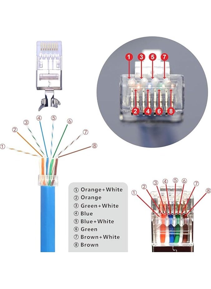 20 Pack CAT7 Shielded RJ45 Connector Cat6A, Cat7 Cable STP Solid and Stranded Ethernet Wire Cat7 Modular Plug comes with 20 Load Bar and 20 CAT7 RJ45 Boots (GREY)