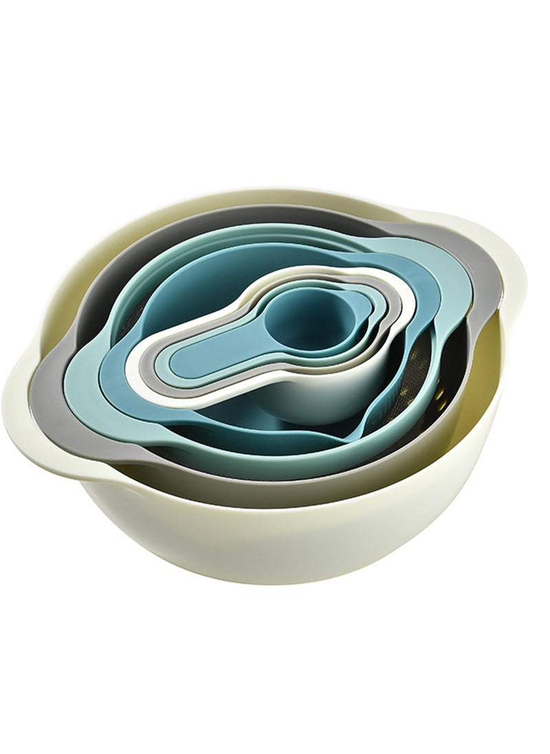Plastic Mixing Bowls, Mixing Bowl Set of 8, Bpa Free Nesting and Stackable Bowls Set, Including Measuring Cups, Colander, Sifter, Large Bowls Multicolors 33X27X14 cm
