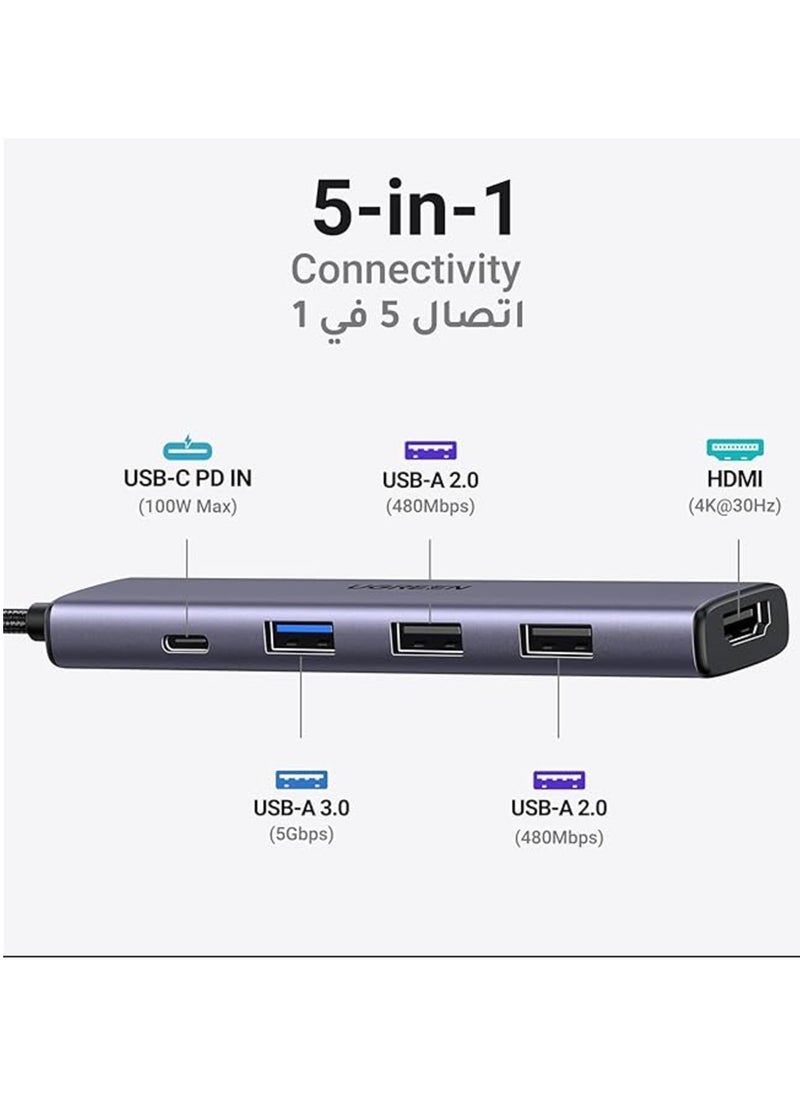 5-in-1 Type C Hub Adapter MacBook Pro Space Grey