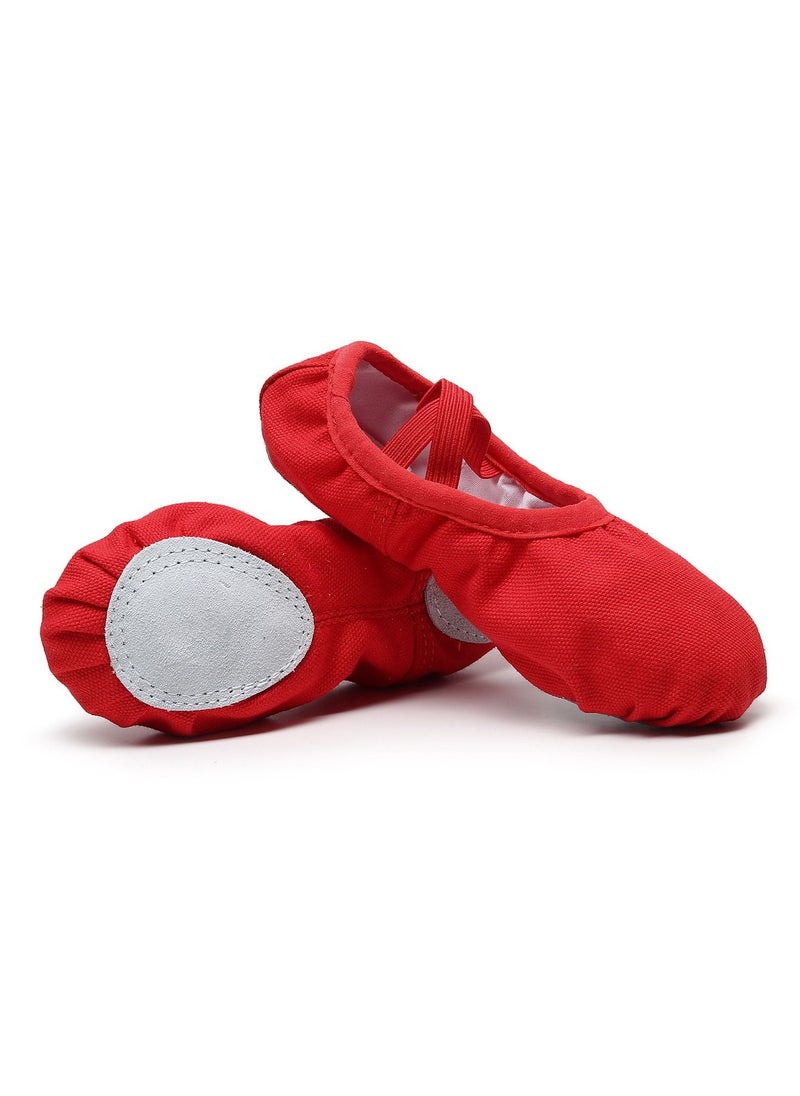Red Soft Bottom Dancing Yoga Ballet Shoes Elastic Mouth Lace-free Shoes for Women Girls