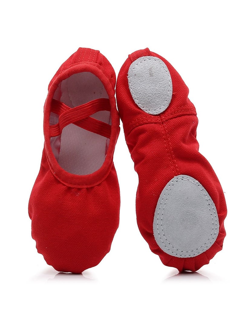 Red Soft Bottom Dancing Yoga Ballet Shoes Elastic Mouth Lace-free Shoes for Women Girls