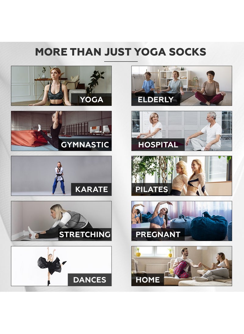 BERNESSI 6 PAIRS Non-Slip Yoga Socks Set for Women 2 Designed 3 Colors, Barre Elastic Workout Pilates Yoga Socks for Yoga Sports Gym Home Barefoot Exercises Dance Ballet