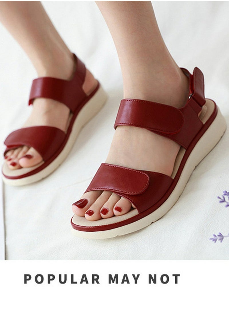 Women's Casual Sports Thick Soled Non Slip Sandals Platform Shoes Red